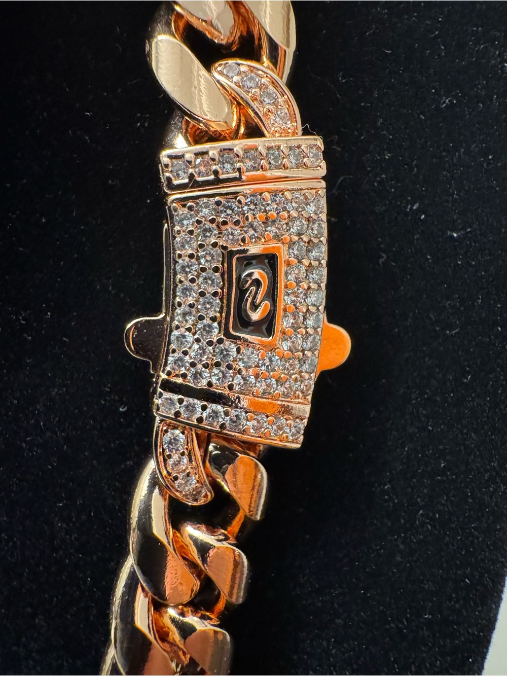 Rose Gold-Tone Pavé Cubic Zirconia Bracelet Clasp Necklace